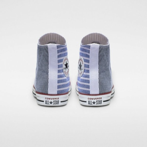 ✨NEW✨ Converse All Stars Mix-Match Blue Stripes High Top Sneakers - Picture 6 of 10